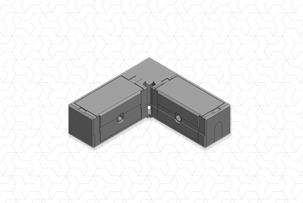 Giunto 20x20 2 vie scomparsa chiusura esterna