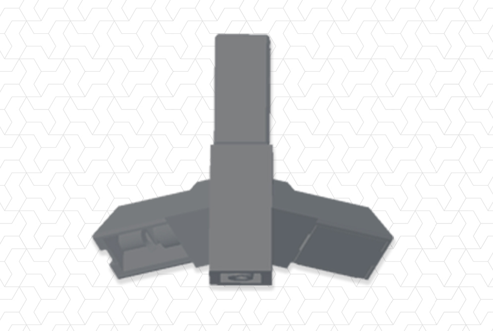 Giunto 20x20 3 vie piedino 45°