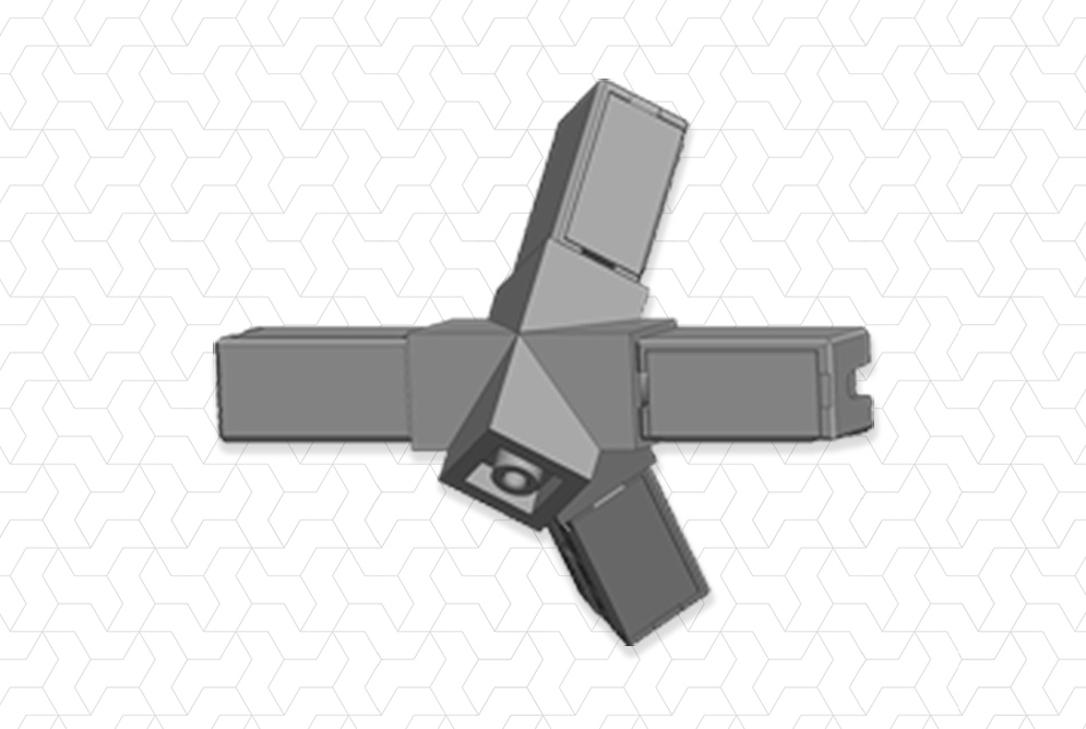 Giunto 20x20 4 vie piedino 45°