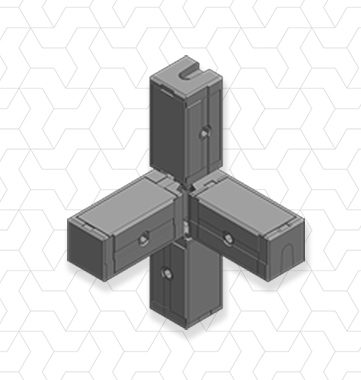 Giunto a scomparsa 4 vie 15x15x1mm