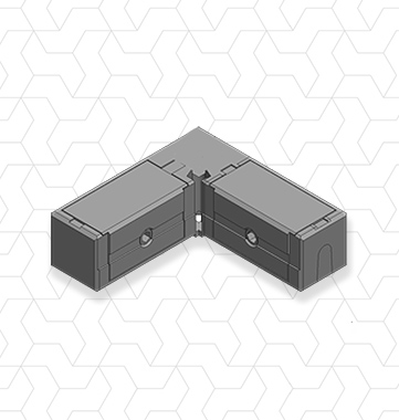 Giunto 2 vie scomparsa esterna 20x20x1mm