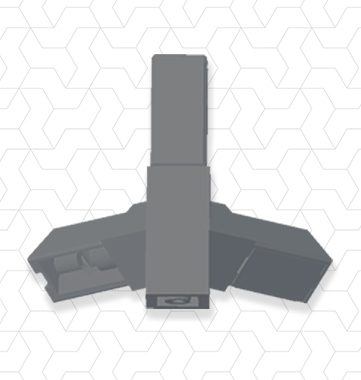 Giunto 3 vie ruotato 45 gradi, piedino 20x20x1mm