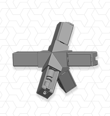 Giunto 5 vie ruotato 45 gradi, piedino 20x20x1mm